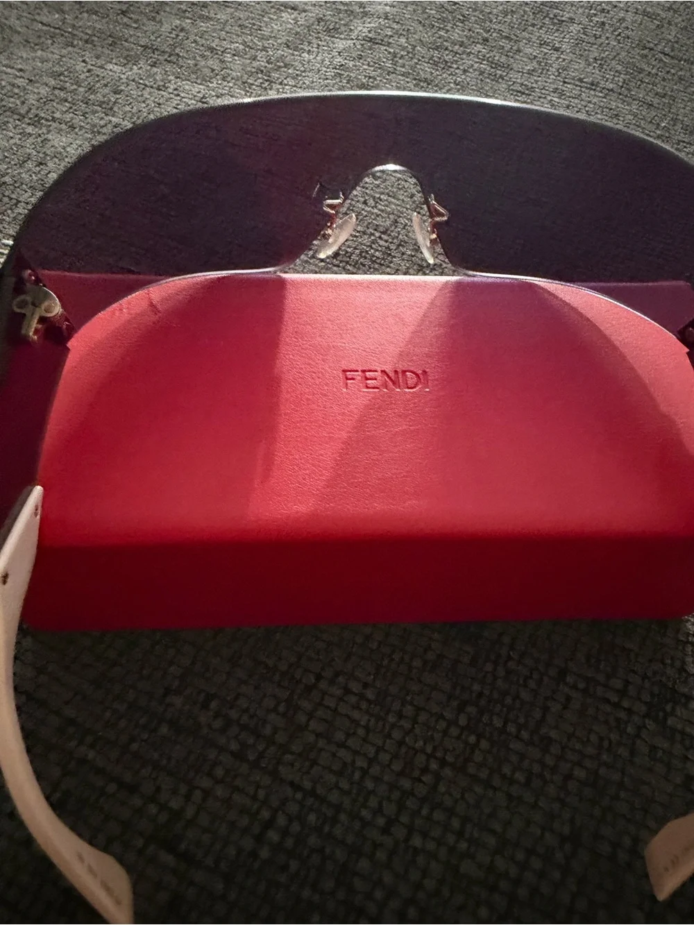 Fendi Shield Sunglasses with Silver Lens and Pink Temples